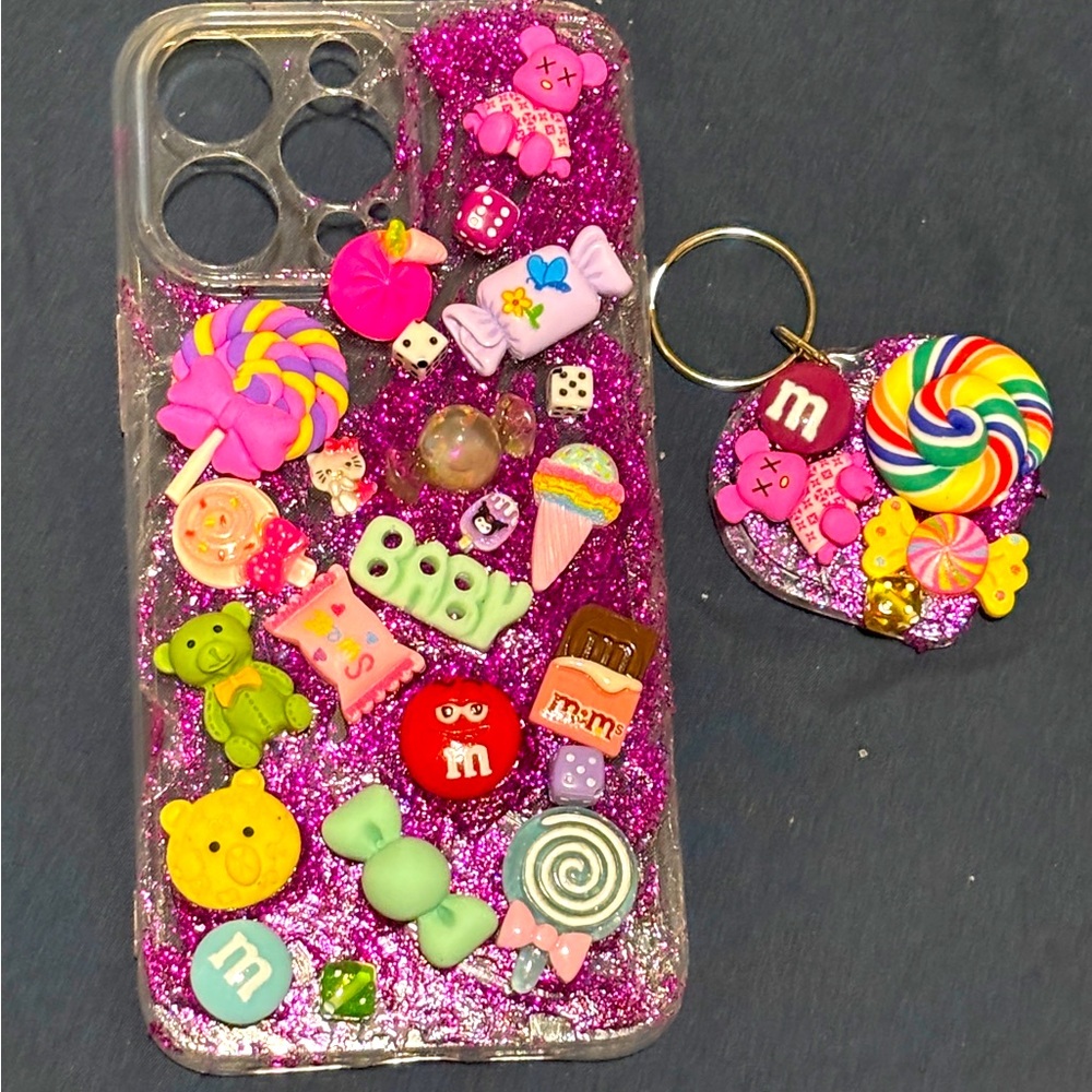 Glittery Pink Candy-Themed Phone Case